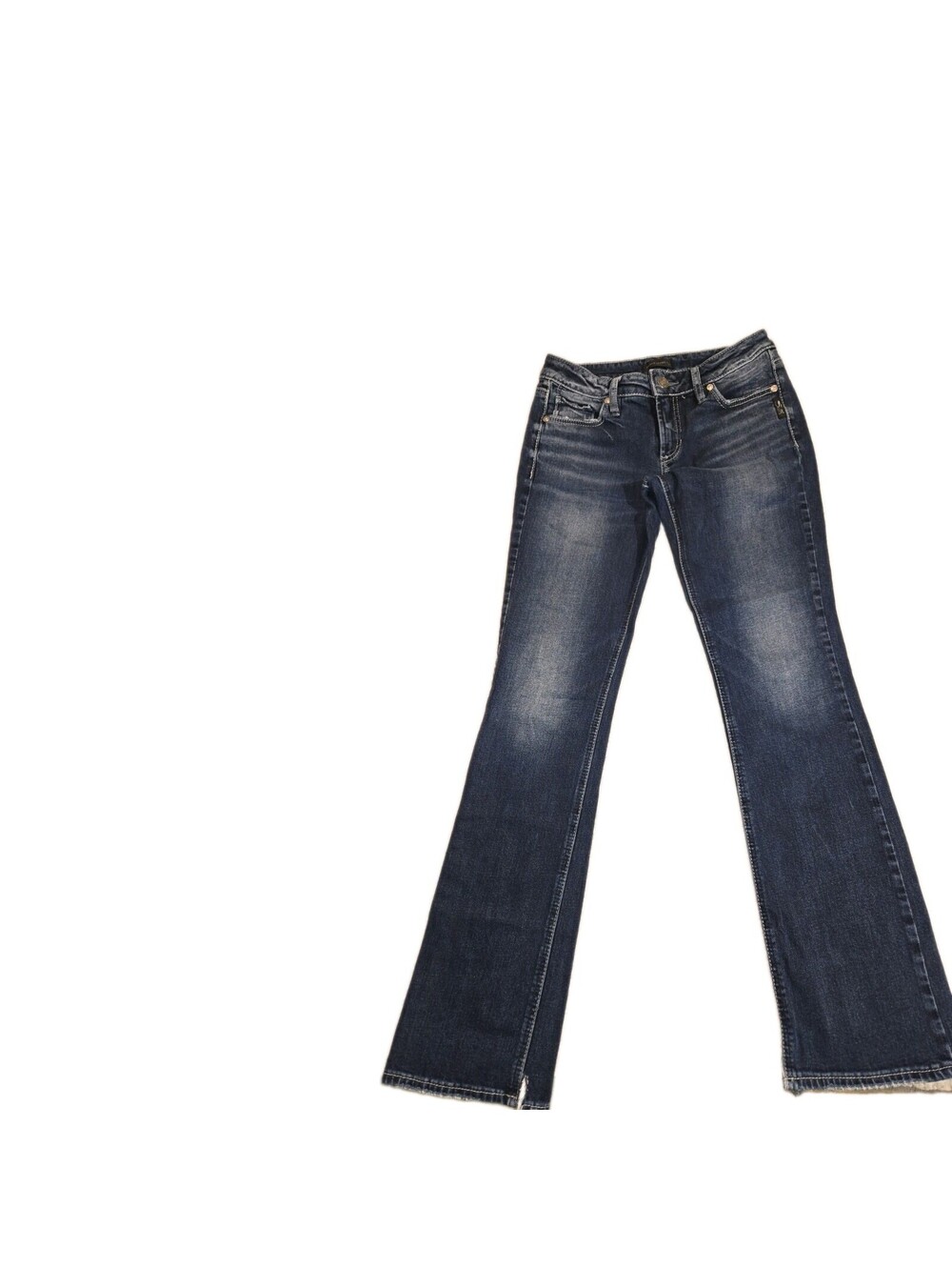 silver jeans womens Suki Slim Bootcut 27 X 33 Low Rise Embroidered Pockets...